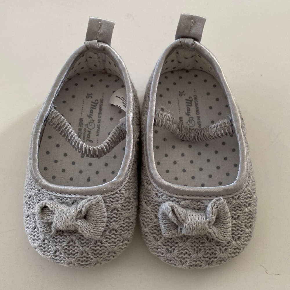 Mayoral Gray Knit Bow Baby Walker Shoes